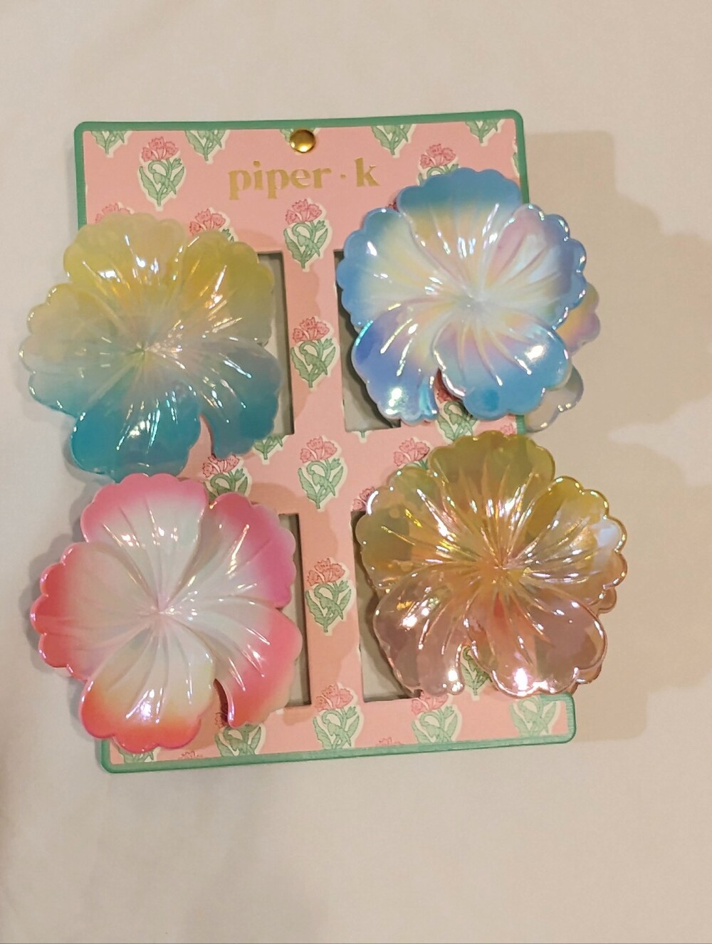 piper-k Iridescent Floral Hair Clips - Multicolor